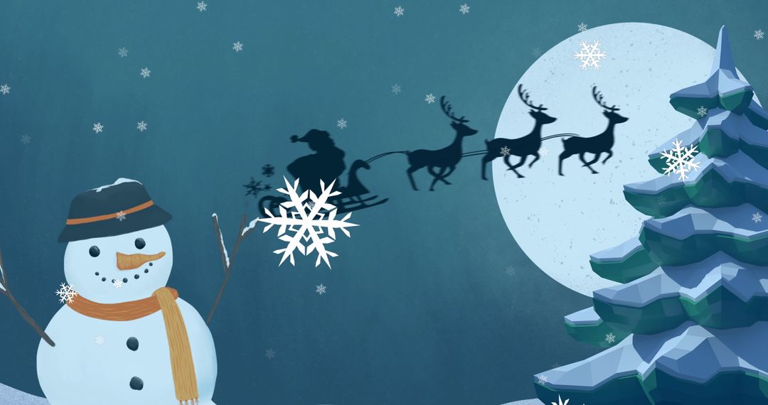 Winter Wonderland with Santa and Snowman