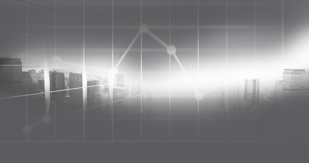 Cityscape with Digital Data Interface and Financial Graphs