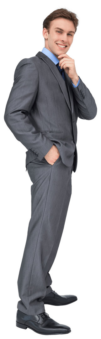 Cheerful Businessman Posing Confidently on Transparent Background