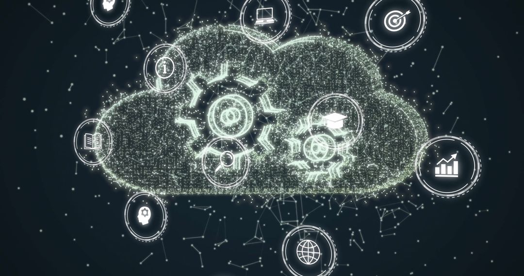 Digital Cloud with Technology Concepts and Mind-Map Art Elements