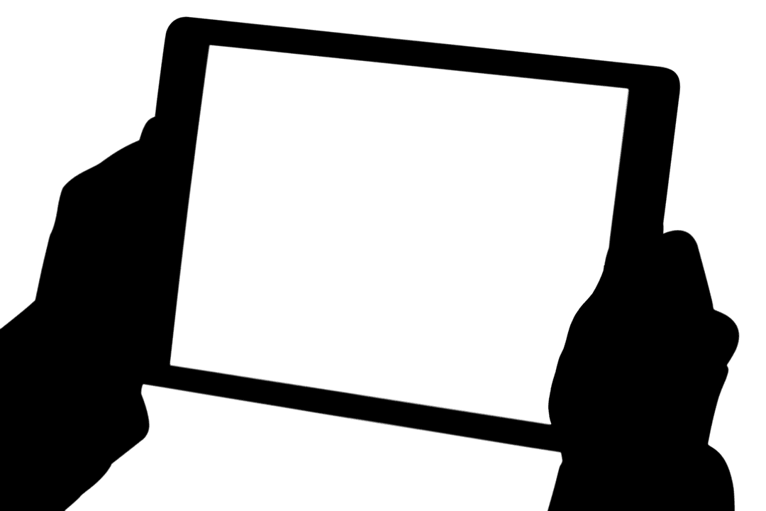 Hands Using Tablet for Business on Transparent Background