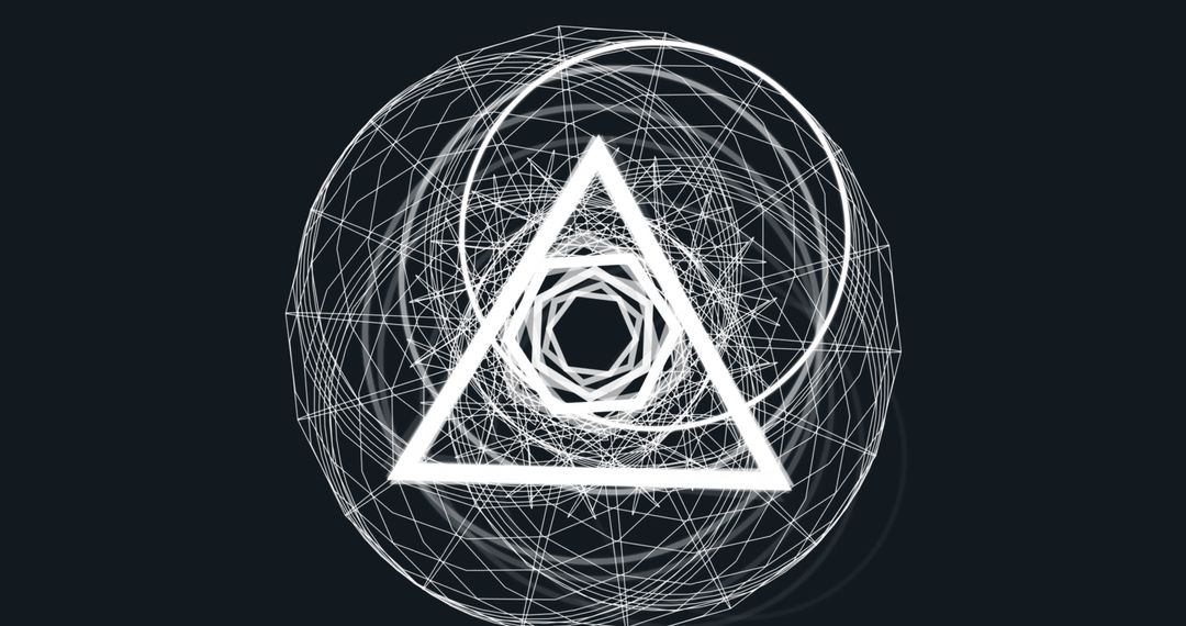 Abstract Geometric Shapes Spinning on Dark Background