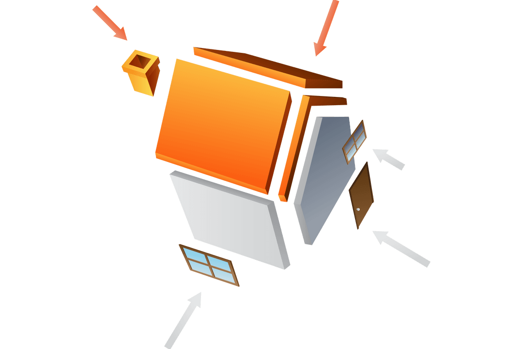 Vector Illustration of House with Arrows on Transparent Background