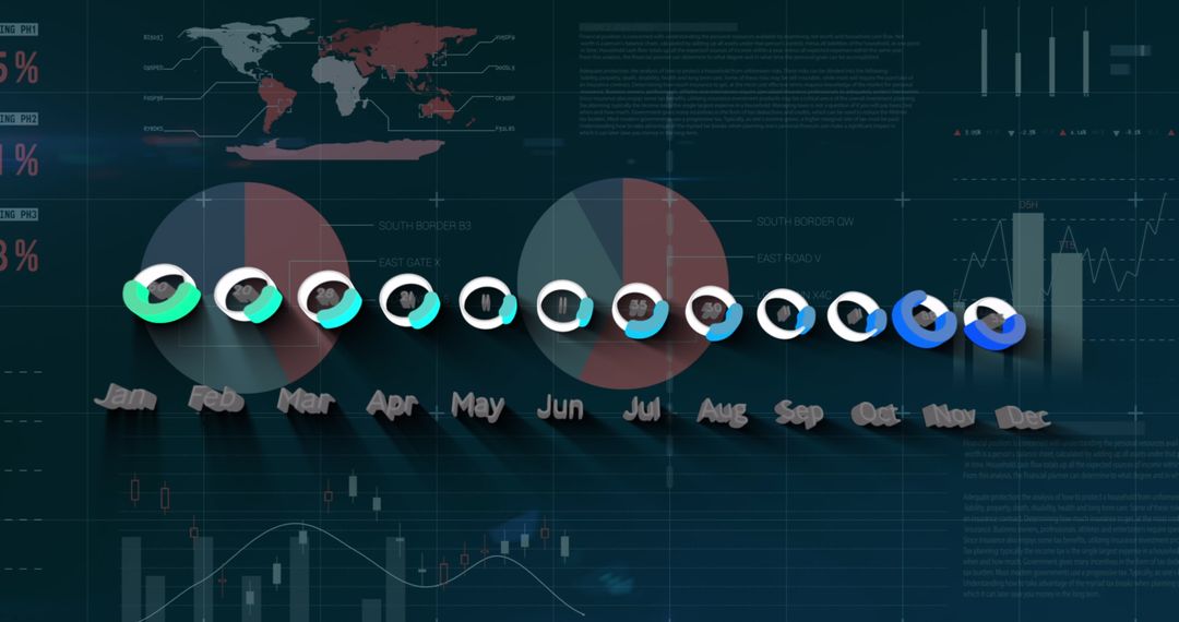 Global Data Analysis with Graphs and Charts on Dark Background