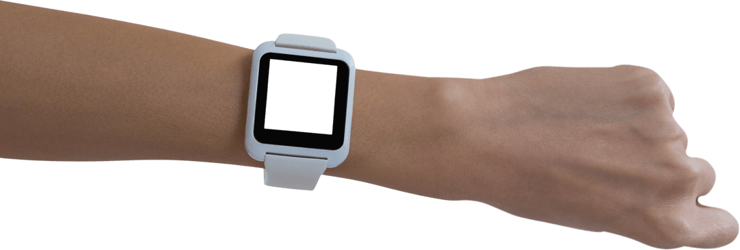 Transparent Smartwatch on Wrist with Neutral Background