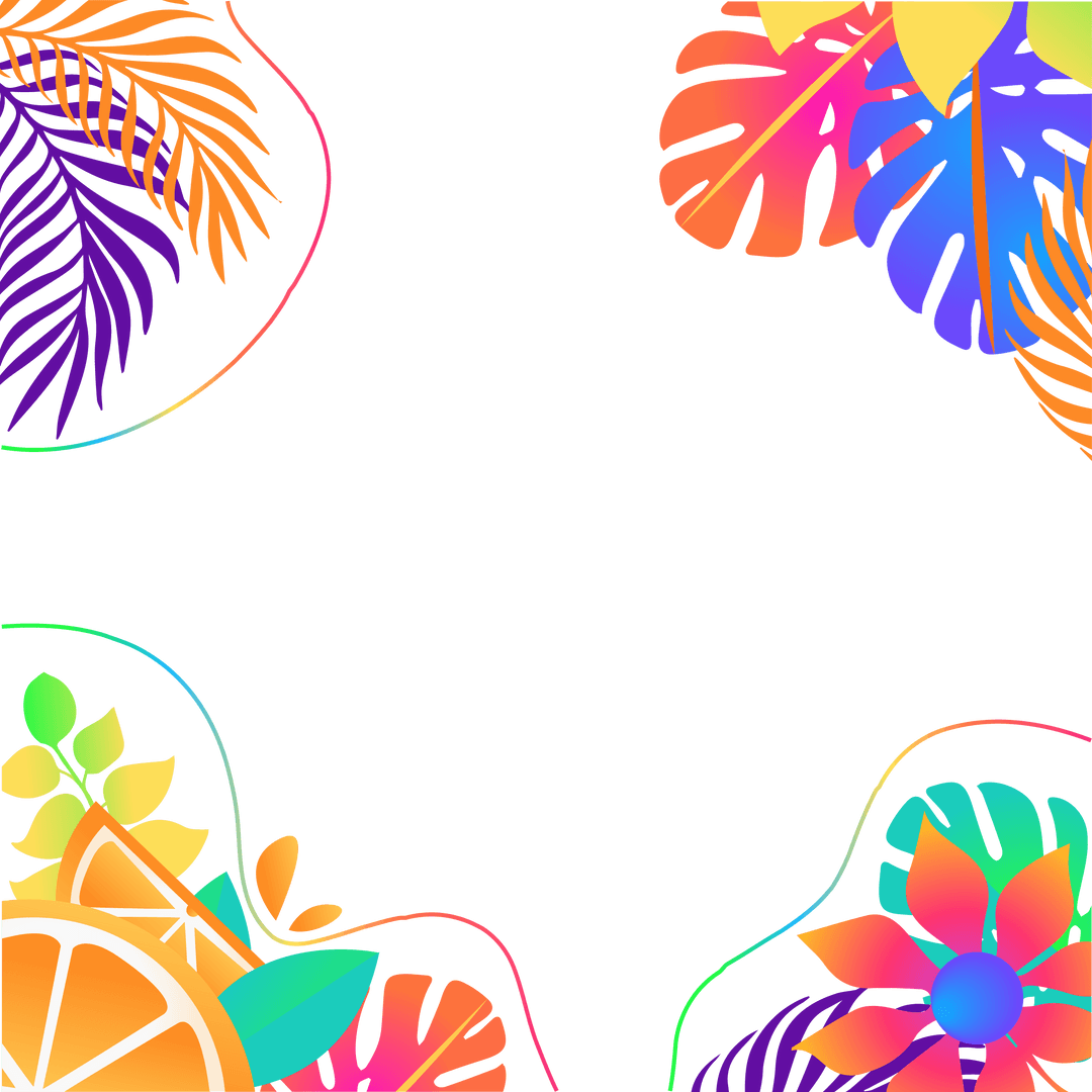 Vibrant Gradient Tropical Frame with Opaque Center Space