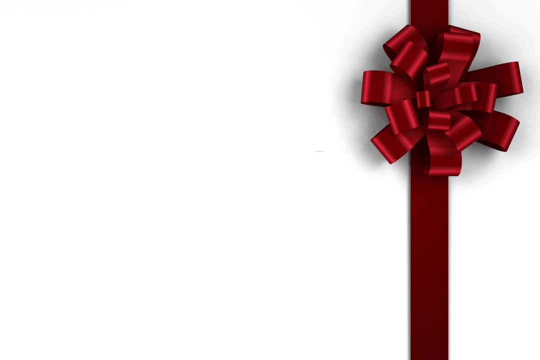 Transparent Red Christmas Bow with Ribbon for Festive Designs