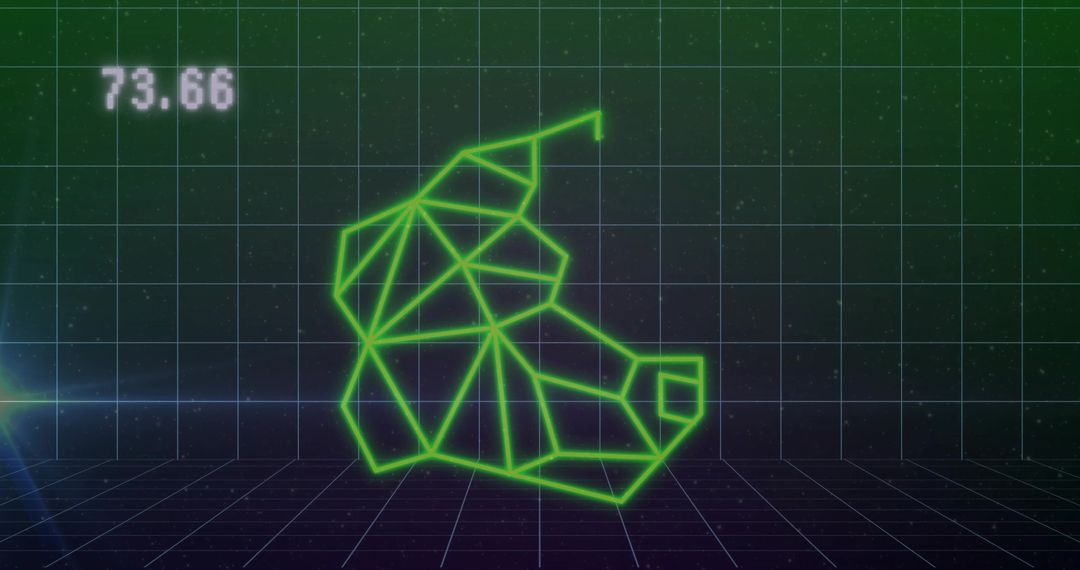 Futuristic Neon Wireframe Interface with Grid Overlay