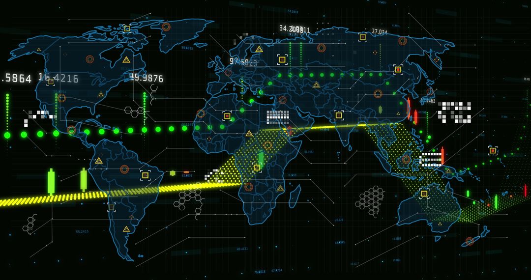 Digital Financial Data Processing on World Map