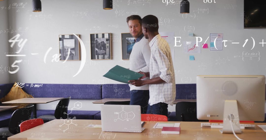 Collaborative Team Discussion with Futuristic Tech Elements