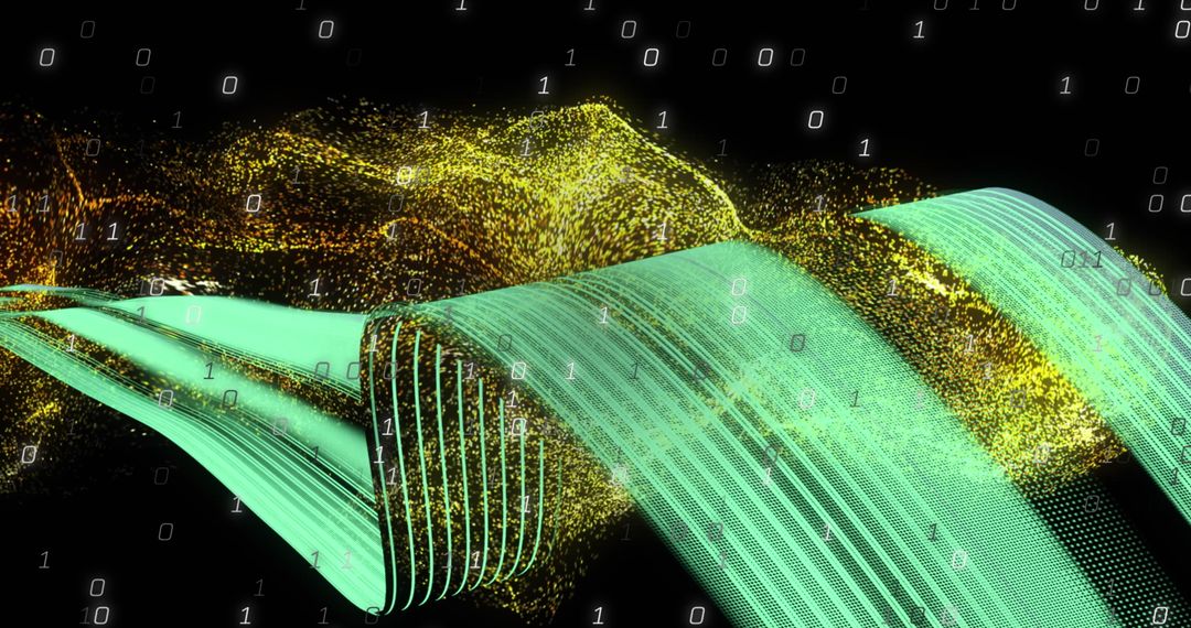 Digital Binary Coding and Light Trails Illustration