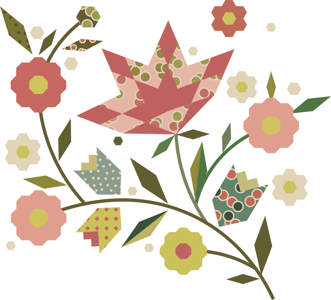 Geometric Floral Craft on Transparent Background