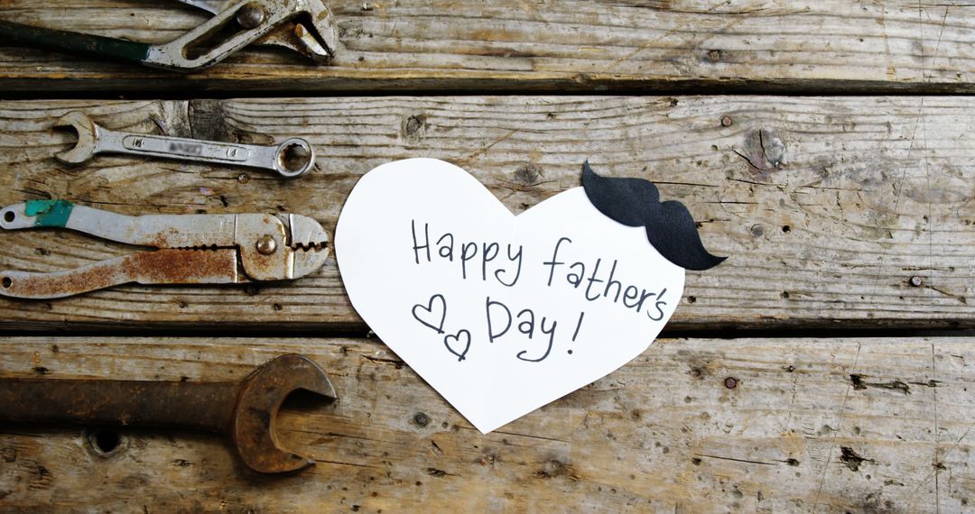 Father's Day Card with Handwritten Message on Wooden Table - Free Images, Stock Photos and Pictures on Pikwizard.com