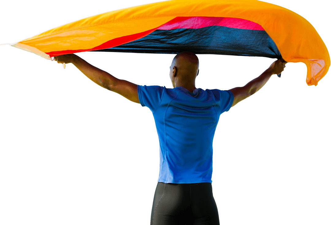 African American Man with Germany Flag on Transparent Background