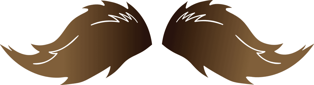 Stylized Brown Moustache on Transparent Background