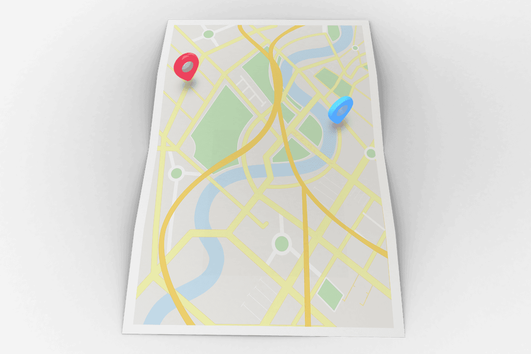 Digital Map Illustration with Navigation Tags Transparent Background