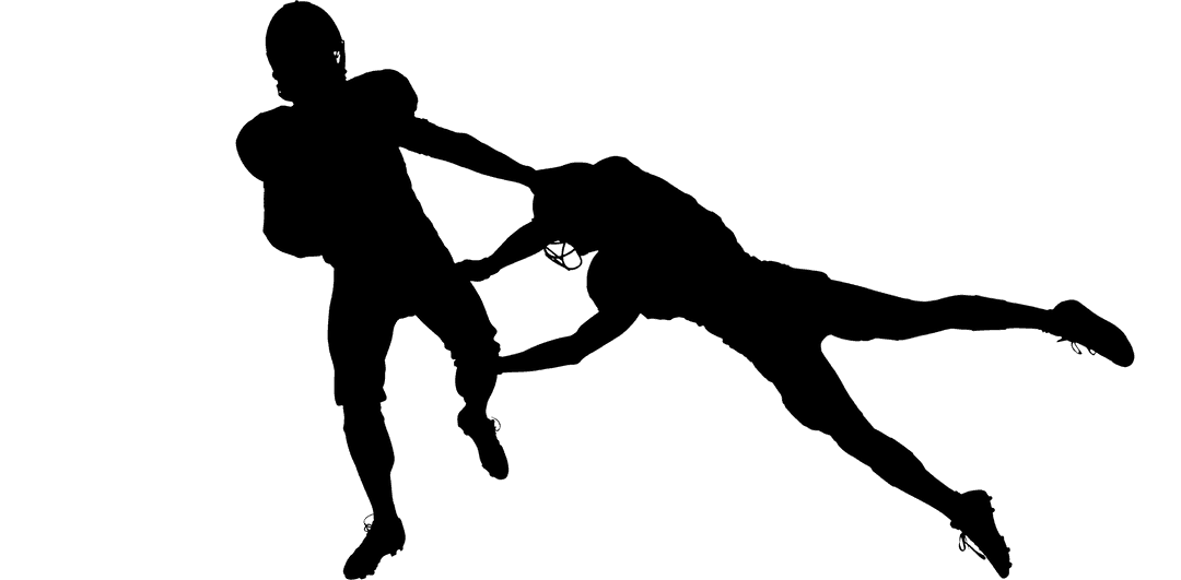 Dynamic Football Players Silhouette on Transparent Background