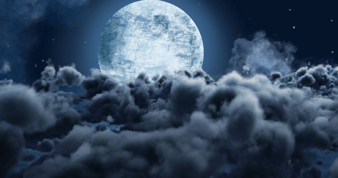 Magical Full Moon Illuminating Cloudy Night Sky