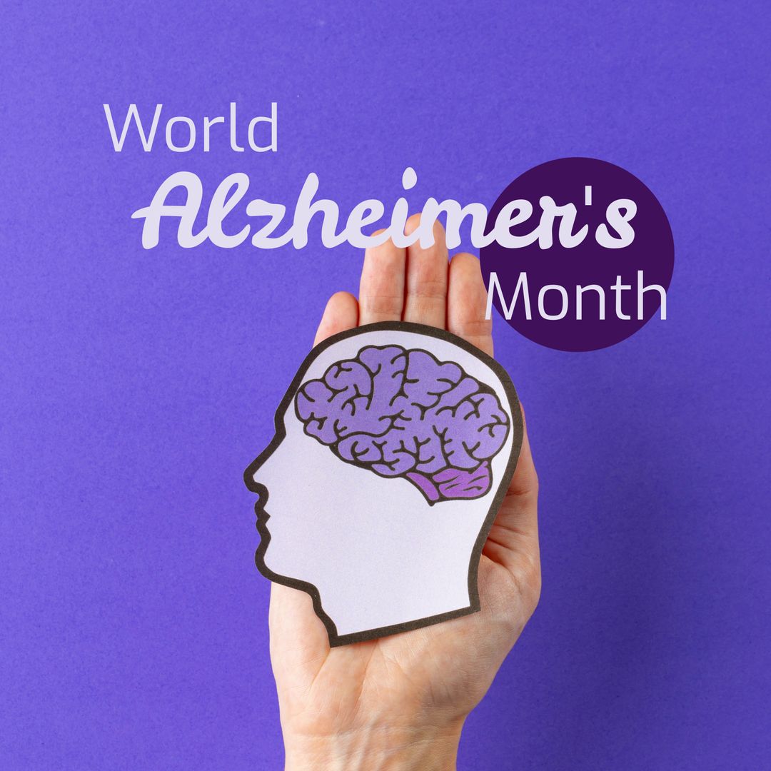 World Alzheimer's Month Promotional Design with Brain Artwork