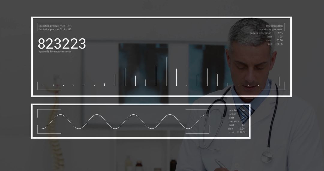 Doctor Analyzing Medical Data with Digital Interface in Exam Room