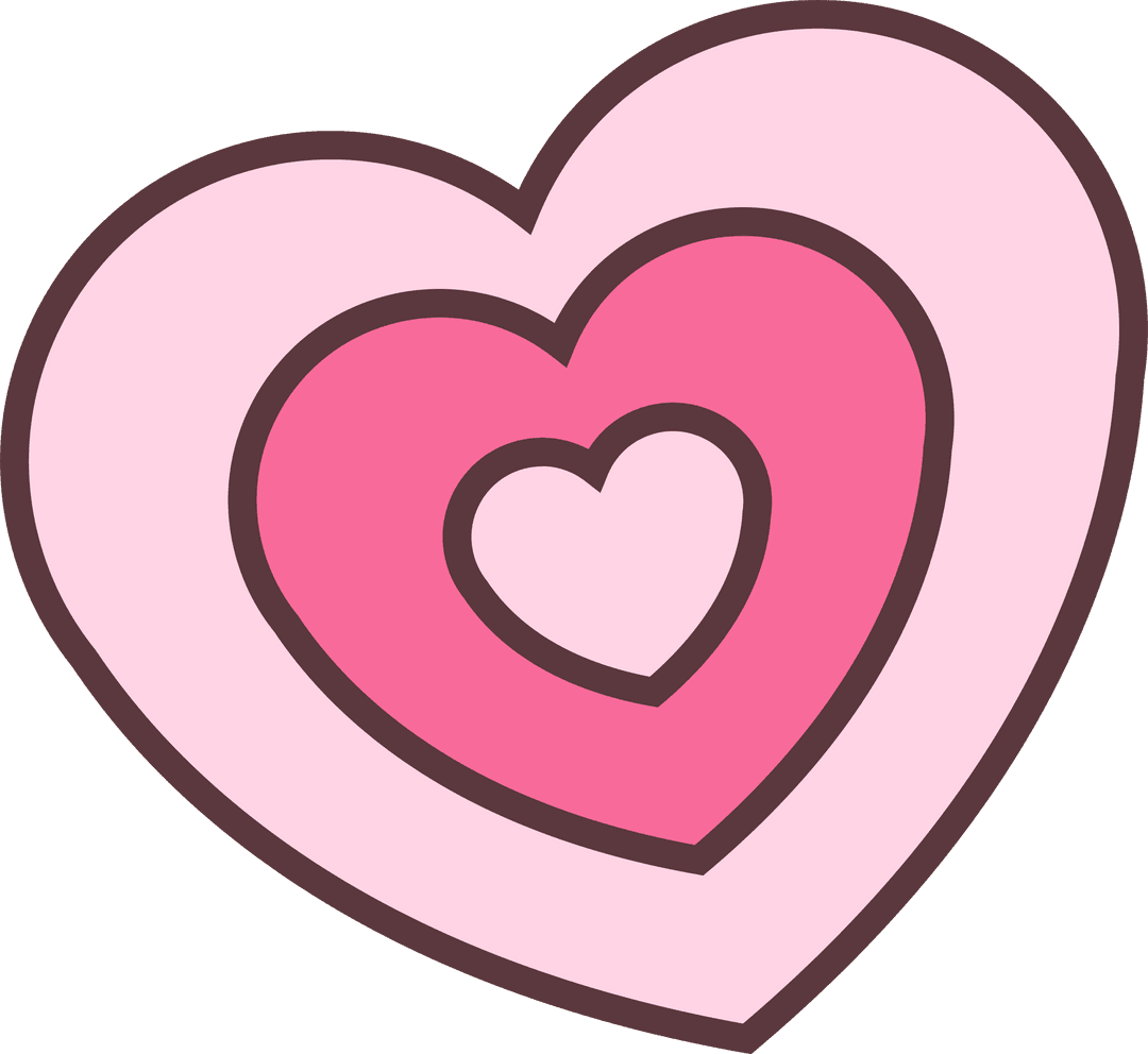 Transparent Overlapping Pink Hearts with Brown Outlines