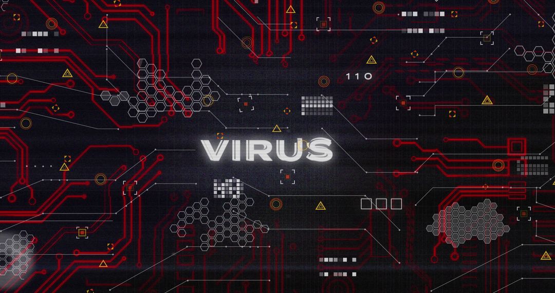Digital Virus Concept with Cybersecurity Imagery and Data Symbols