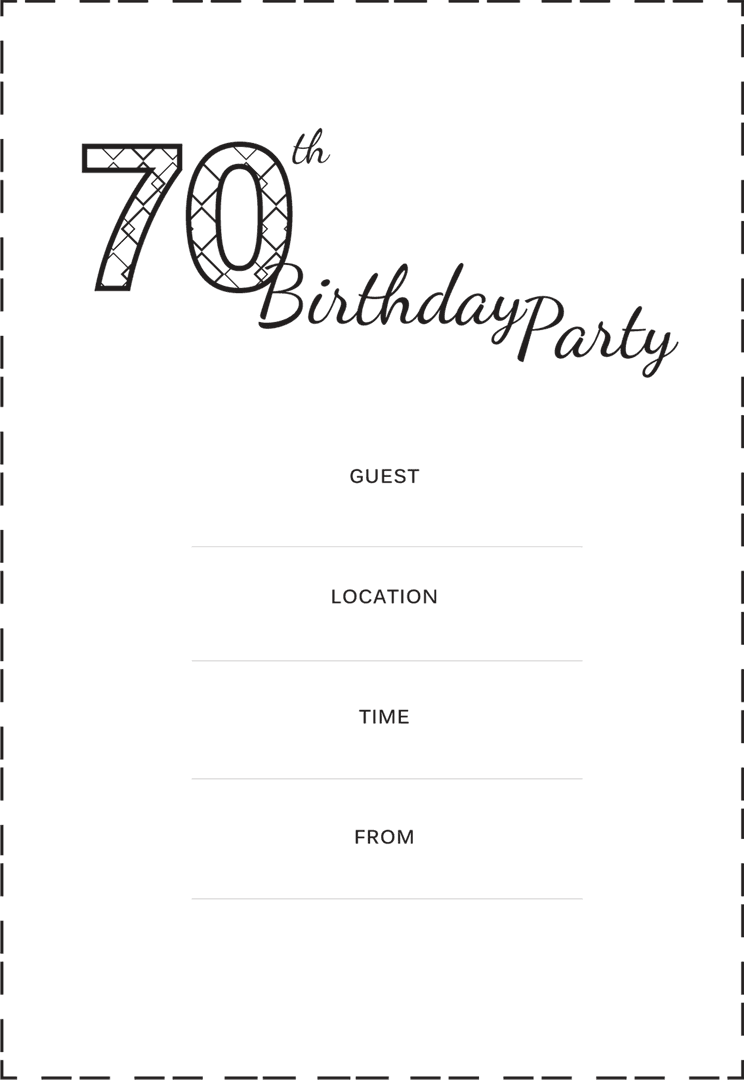 Transparent 70th Birthday Party Invitation with Patterned Number
