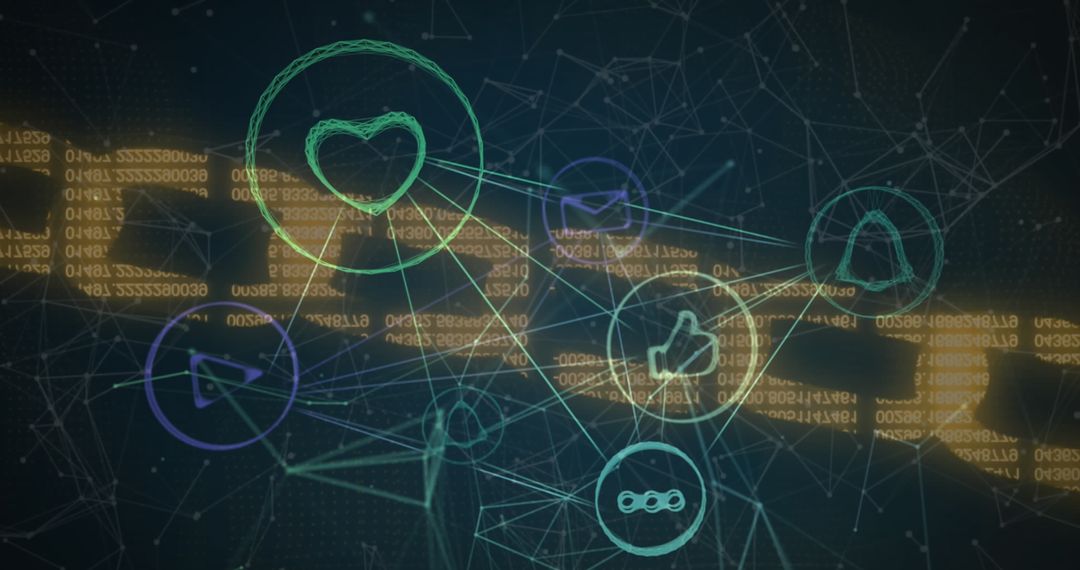 Cyber Network Security With Digital Icons