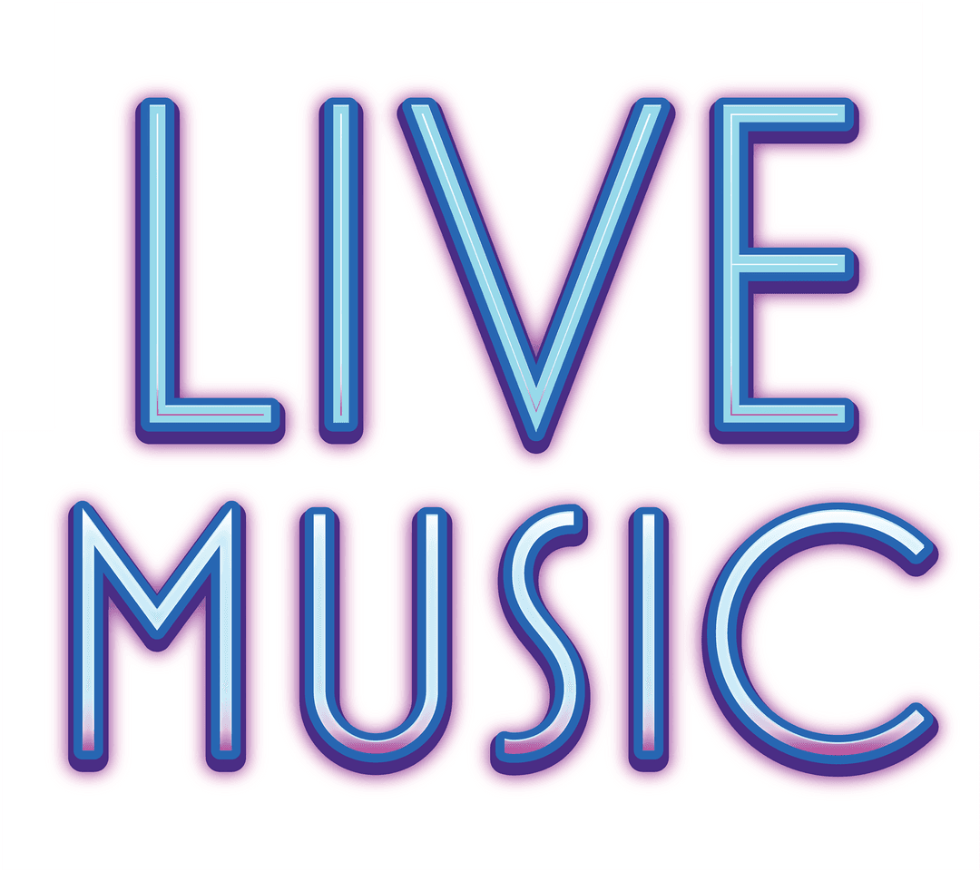 Bright Live Music Text Illustration on Transparent Background