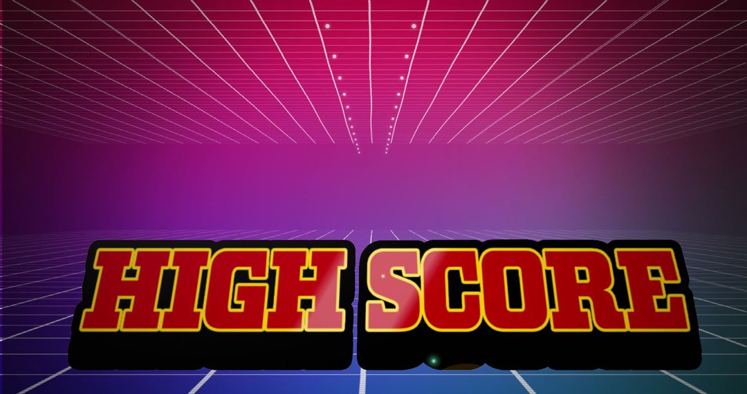Retro Gaming High Score Display with Neon Grid Background