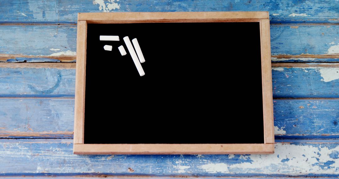 Empty Chalkboard on Rustic Blue Wood Background - Free Images, Stock Photos and Pictures on Pikwizard.com