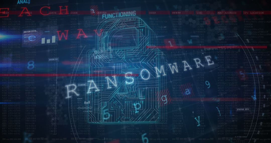 Futuristic Digital Security Concept with Ransomware Threat