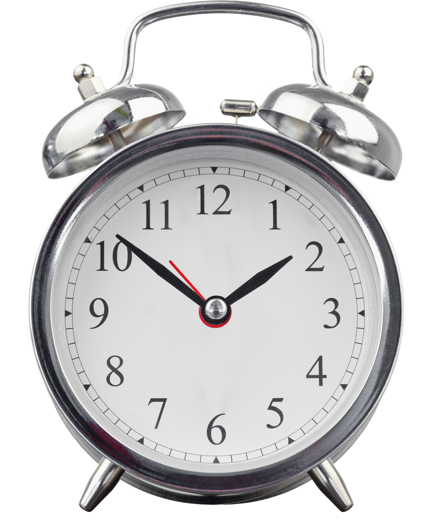 Transparent Silver Alarm Clock on White Background with Red Second Hand - Download Free Stock Images Pikwizard.com