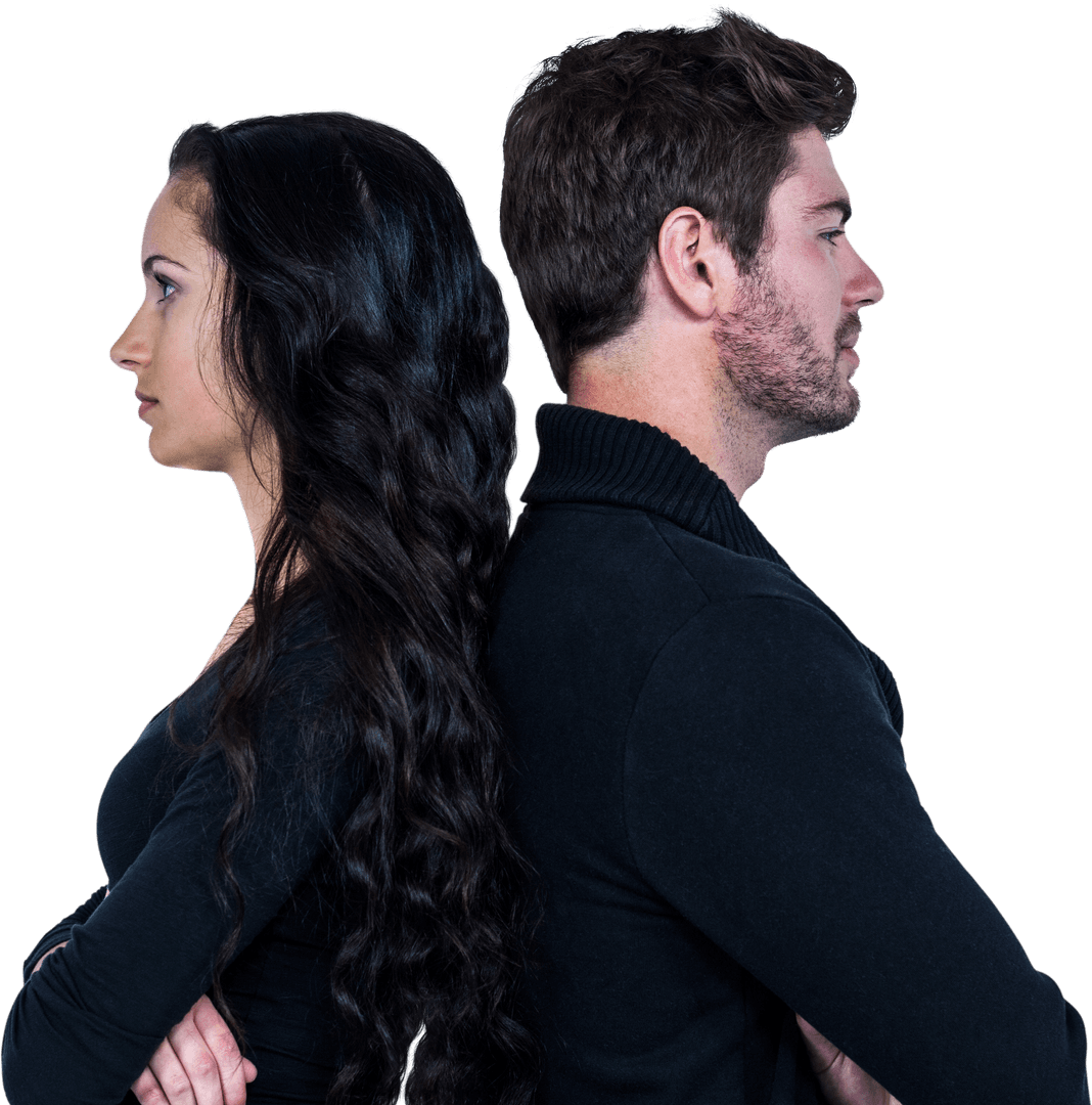 Couple in Profile on Transparent Background Disconnected Concept