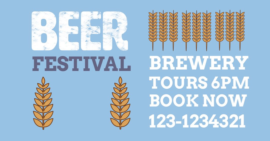 Beer Festival Template with Wheat Icons and Bold Lettering