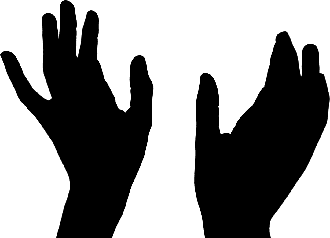 Transparent Silhouette of Hands Raised in Gestural Display