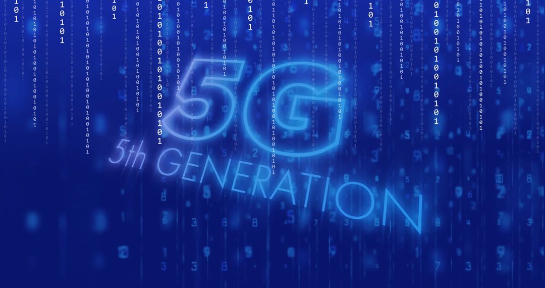 Futuristic 5G Technology Concept with Binary Code