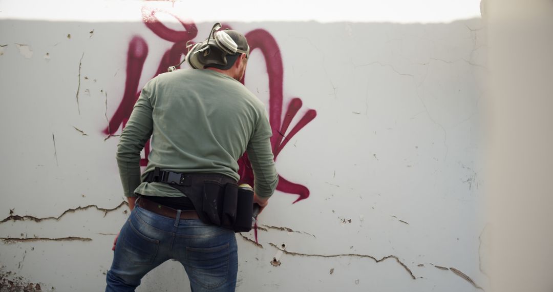 Graffiti Artist Creating Artwork on Urban Wall - Free Images, Stock Photos and Pictures on Pikwizard.com