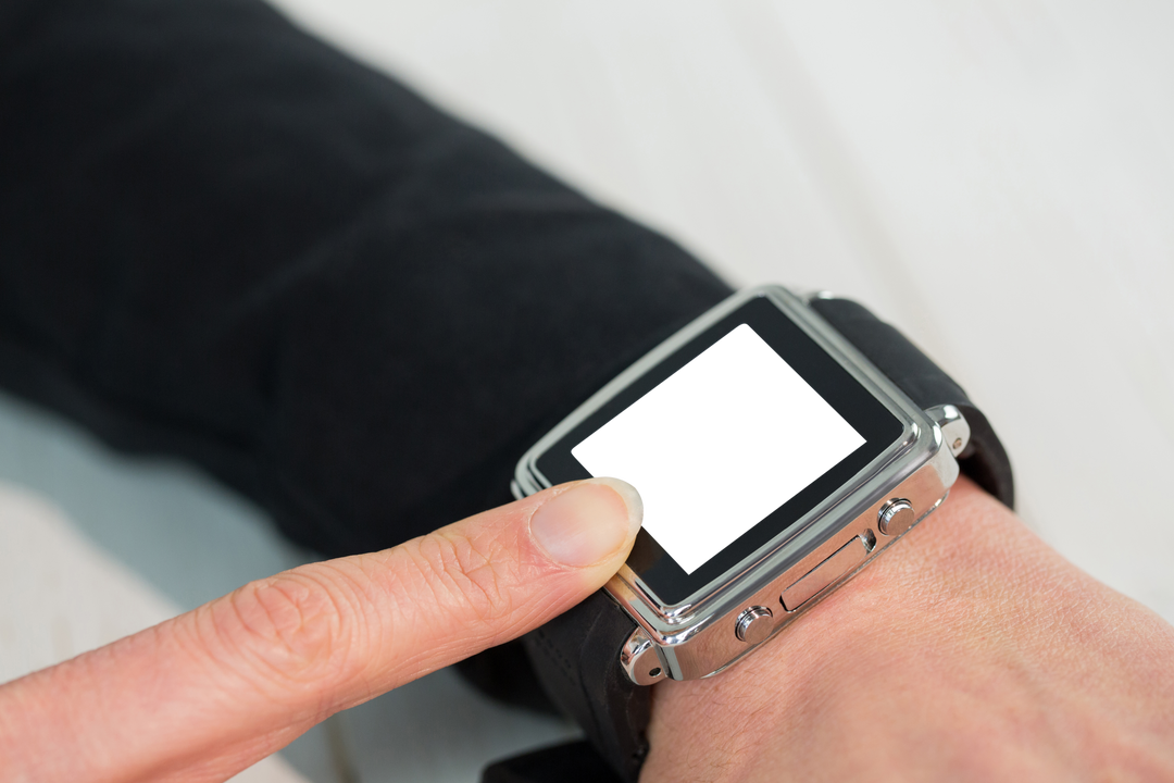 Businesswoman Engaging with Transparent Smartwatch Display - Download Free Stock Images Pikwizard.com