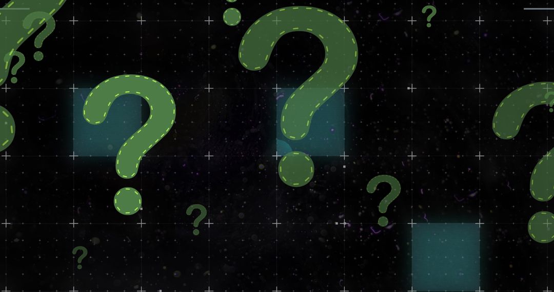 Digital Interface Question Marks on Abstract Black Background
