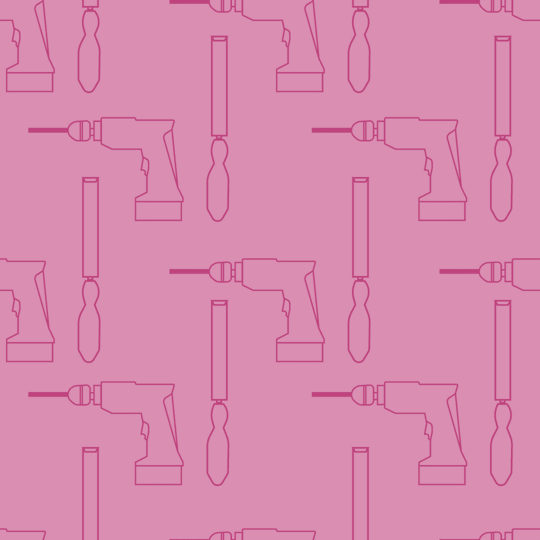 Seamless Pattern of Purple Tools on Transparent Background