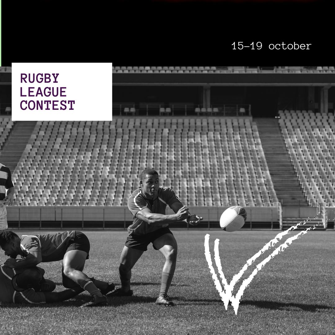 Rugby Players Competing in Stadium During Rugby League Contest - Download Free Stock Templates Pikwizard.com