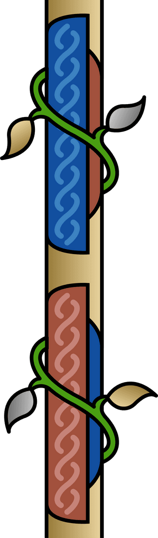 Ornamental Staff with Vine and Panels on Transparent Background