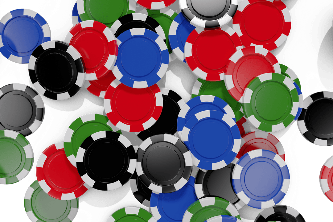 Colorful Casino Chip Plummeting against Transparent Background