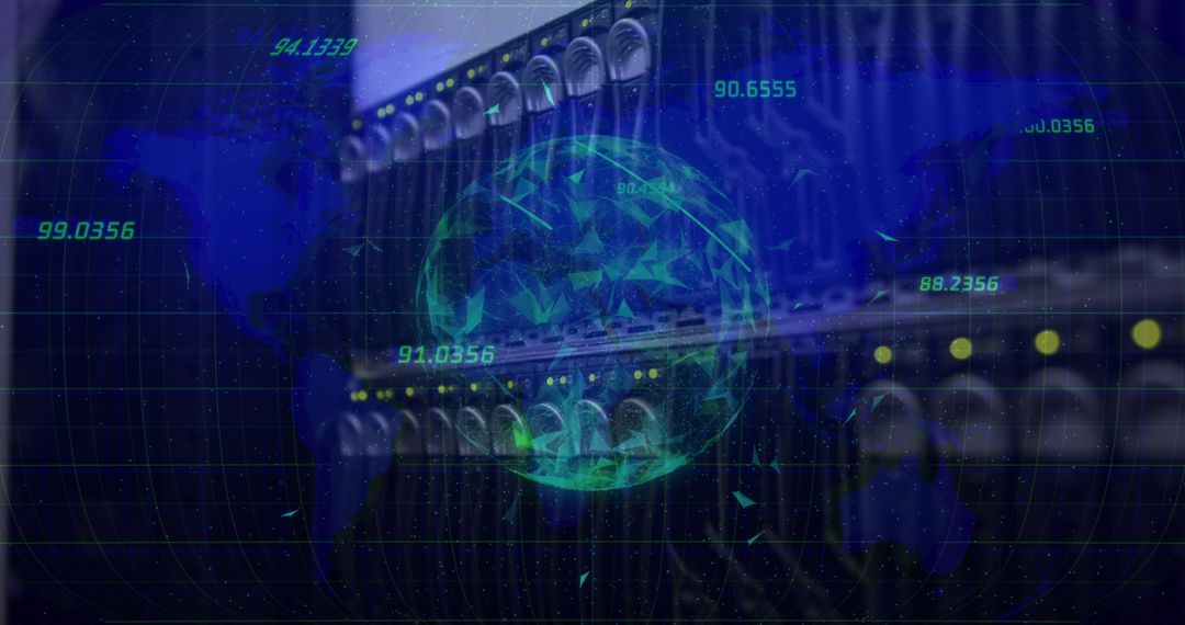 Data Network Globally Connected with Server Background