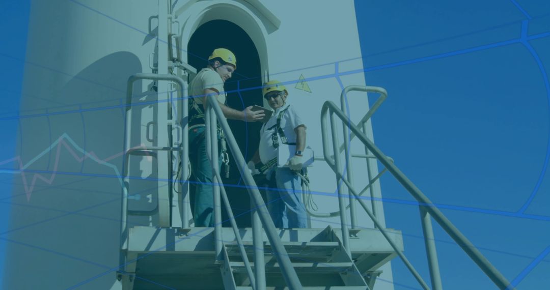 Technicians Conducting Inspection on Wind Turbine Platform