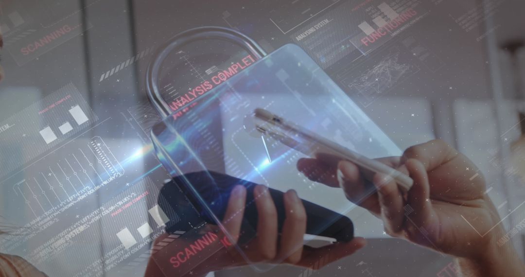 Digital Security Concept with Mobile Payment and Padlock