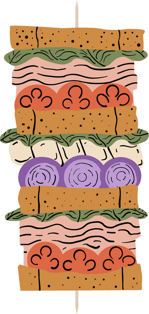 Transparent Layered Sandwich Skewer with Colorful Ingredients