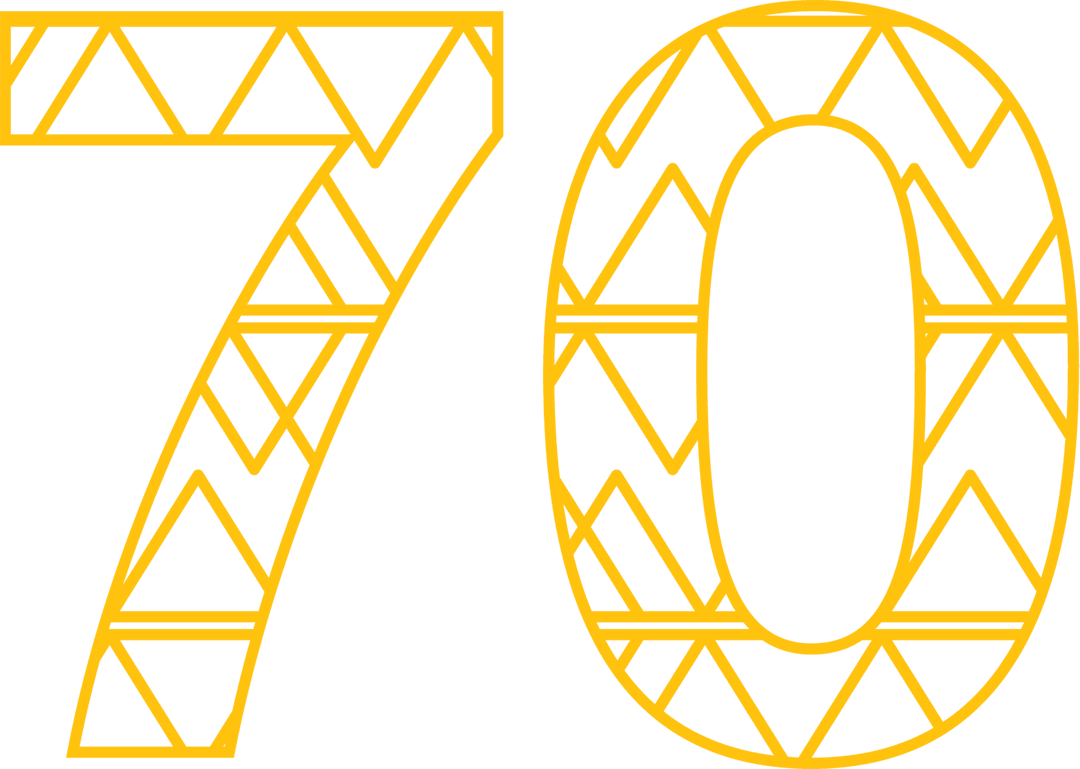 Stylish Yellow Number 70 with Geometric Pattern Transparent