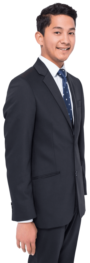 Transparent Businessman Smiling in Suit Isolated